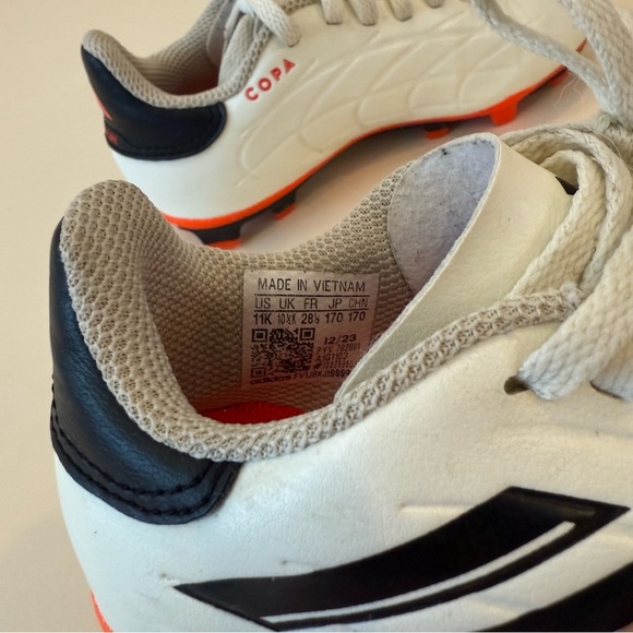 Adidas White and Black Copa Cleats with Orange Soles - Picture 4 of 4